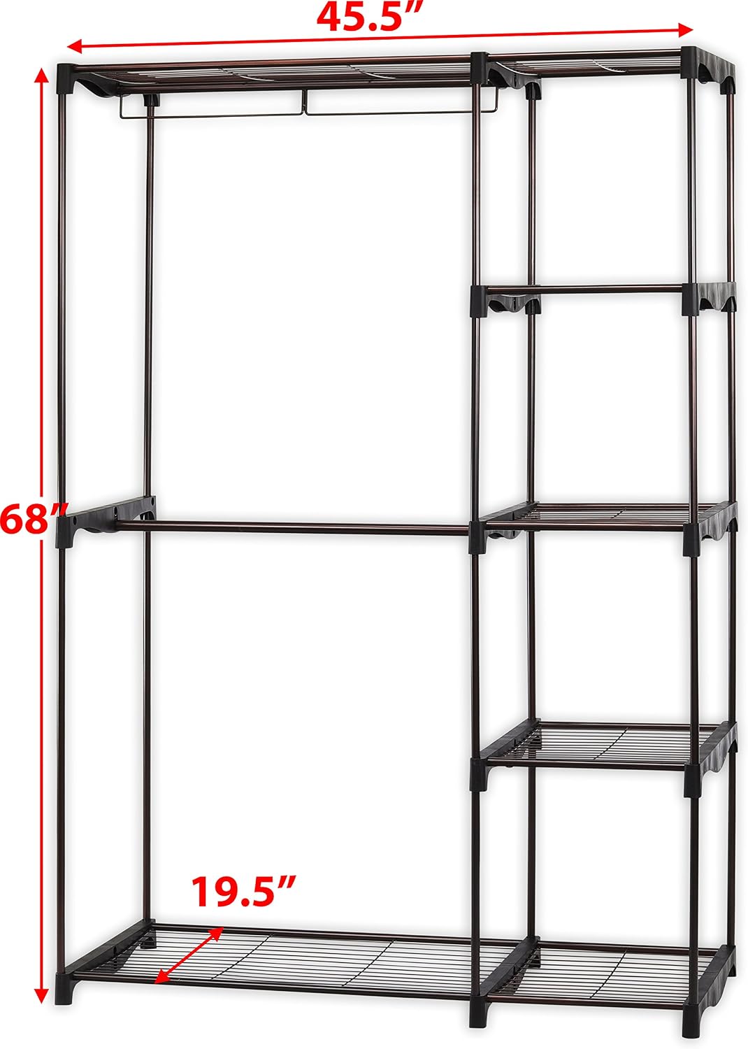 Simple Houseware Freestanding Clothes Organizer with Cover, Bronze/Dark Grey