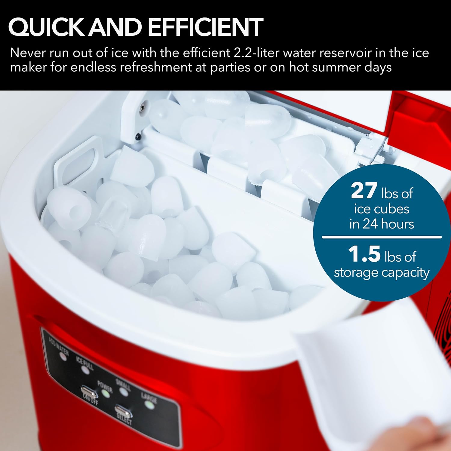 Whynter IMC-270MR Compact Portable Ice Maker 27 lb capacity  Metallic Red