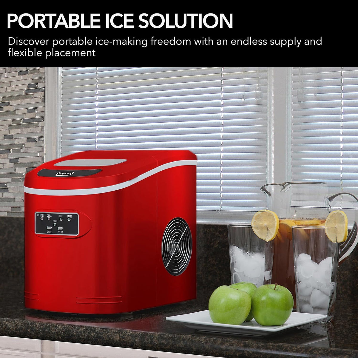Whynter IMC-270MR Compact Portable Ice Maker 27 lb capacity  Metallic Red