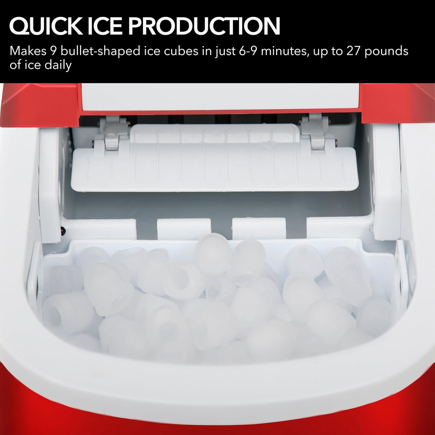Whynter IMC-270MR Compact Portable Ice Maker 27 lb capacity  Metallic Red