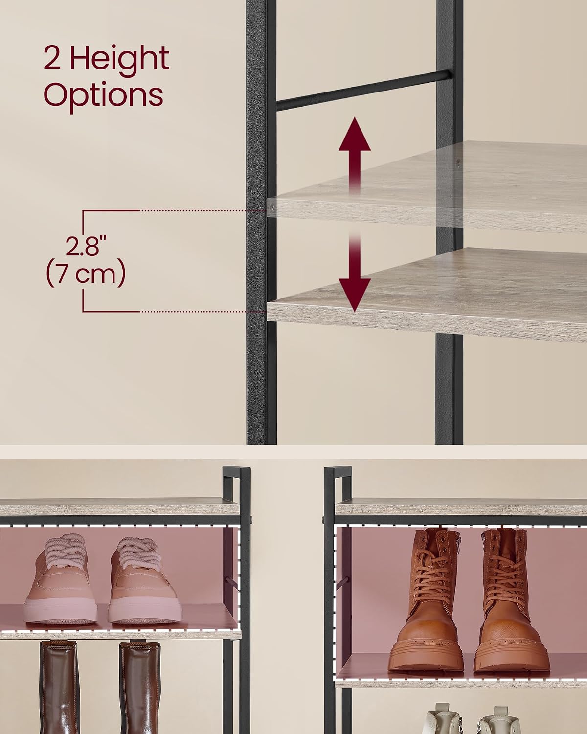 VASAGLE Hall Tree with Shoe Bench, Coat Rack Shoe Bench Set, Entryway Furniture, Multifunctional, 12 Metal Hooks, 4-Tier Shoe Rack, for Entryway, Bedroom, Heather Gray, 31.5"W x 22.2"H