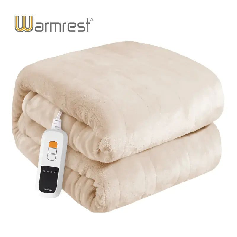 Warmrest Electric Blanket Heated Throw Blanket Soft Flannel, 6 Heat Levels Fast Heating, 1 to 10 Hours Auto-Off, Detachable Controller, Machine Washable