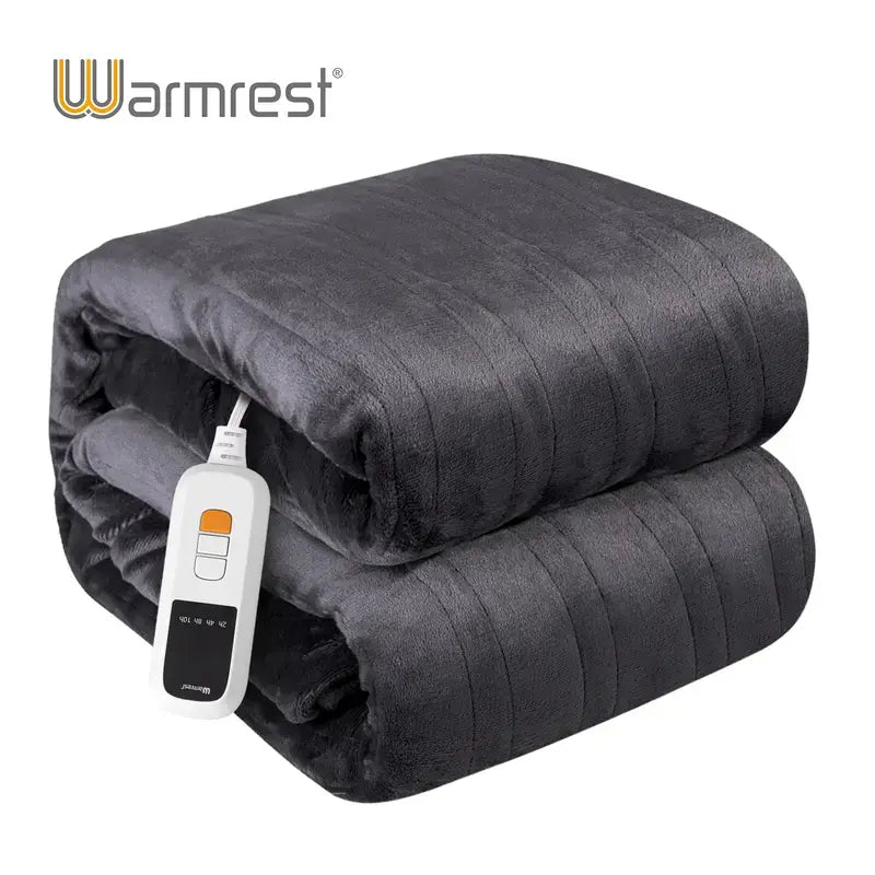 Warmrest Electric Blanket Heated Throw Blanket Soft Flannel, 6 Heat Levels Fast Heating, 1 to 10 Hours Auto-Off, Detachable Controller, Machine Washable