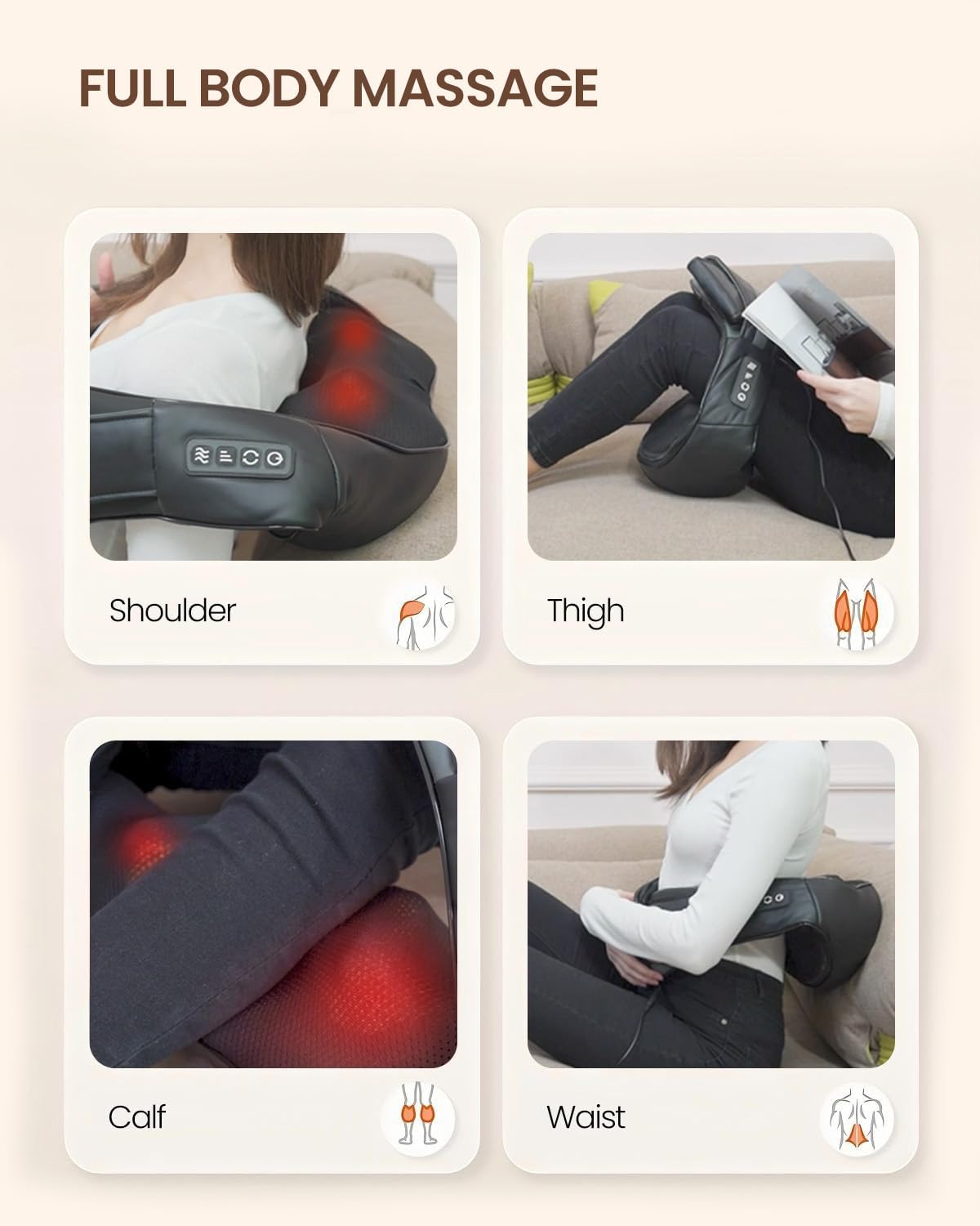 DAILYLIFE Neck Massager with Heat, Electric Back Massager for Pain Relief Deep Tissue, Massager for Neck Pain, Shoulder, Waist, Leg and Foot, Relaxation Gifts for Wife, Husband, Dad, Mom Black