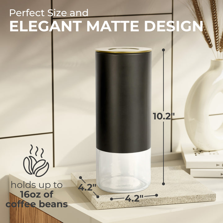 Kaffe Coffee Canister, Perfect Coffee Container Airtight, Smart Coffee Canister for Ground Coffee, Glass Jar, (16oz)