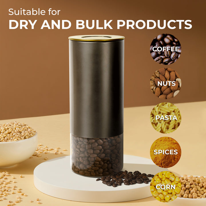 Kaffe Coffee Canister, Perfect Coffee Container Airtight, Smart Coffee Canister for Ground Coffee, Glass Jar, (16oz)