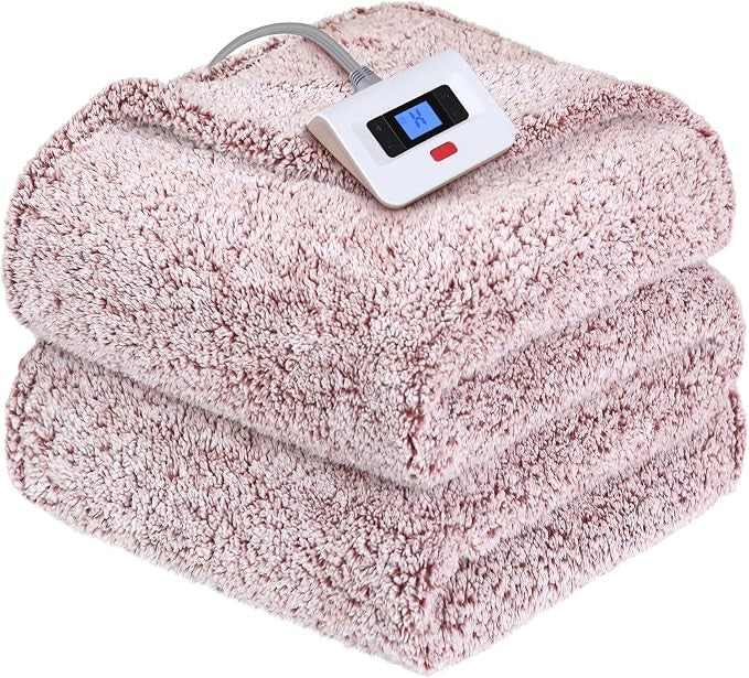 Warmrest Heated Electric -Soft Sherpa, 1-12 Hours Auto Off & 10 Heating Levels & Over-Heat Protection, Machine Washable