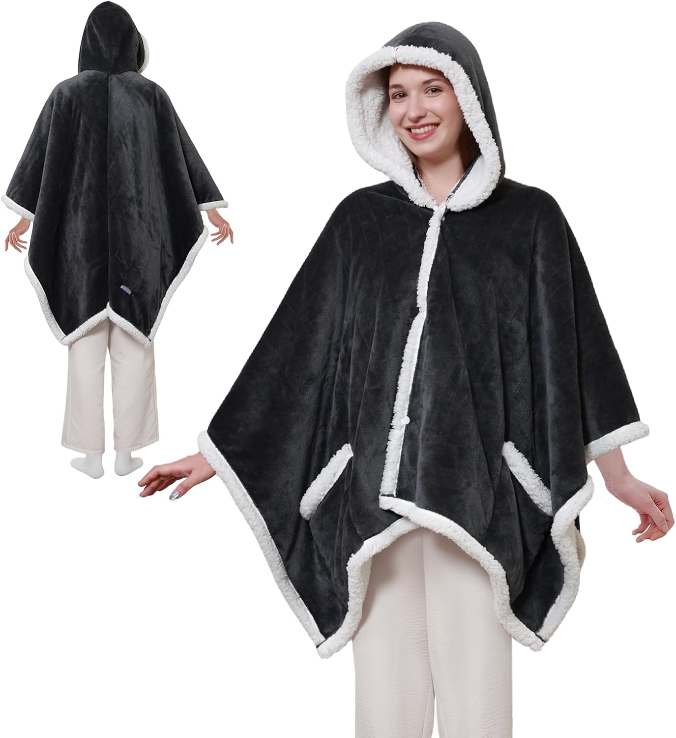 Warmrest Heated Robe Blanket Hoodie for Adults, 4 Heat Settings, 4 Hour Auto Shut Off,  50" x 60"