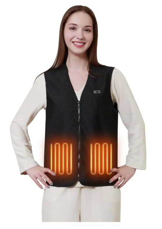 Warmrest Women's Heated Vest, 3 Heat Zones, 10000 mAh Battery, Lightweight, Black