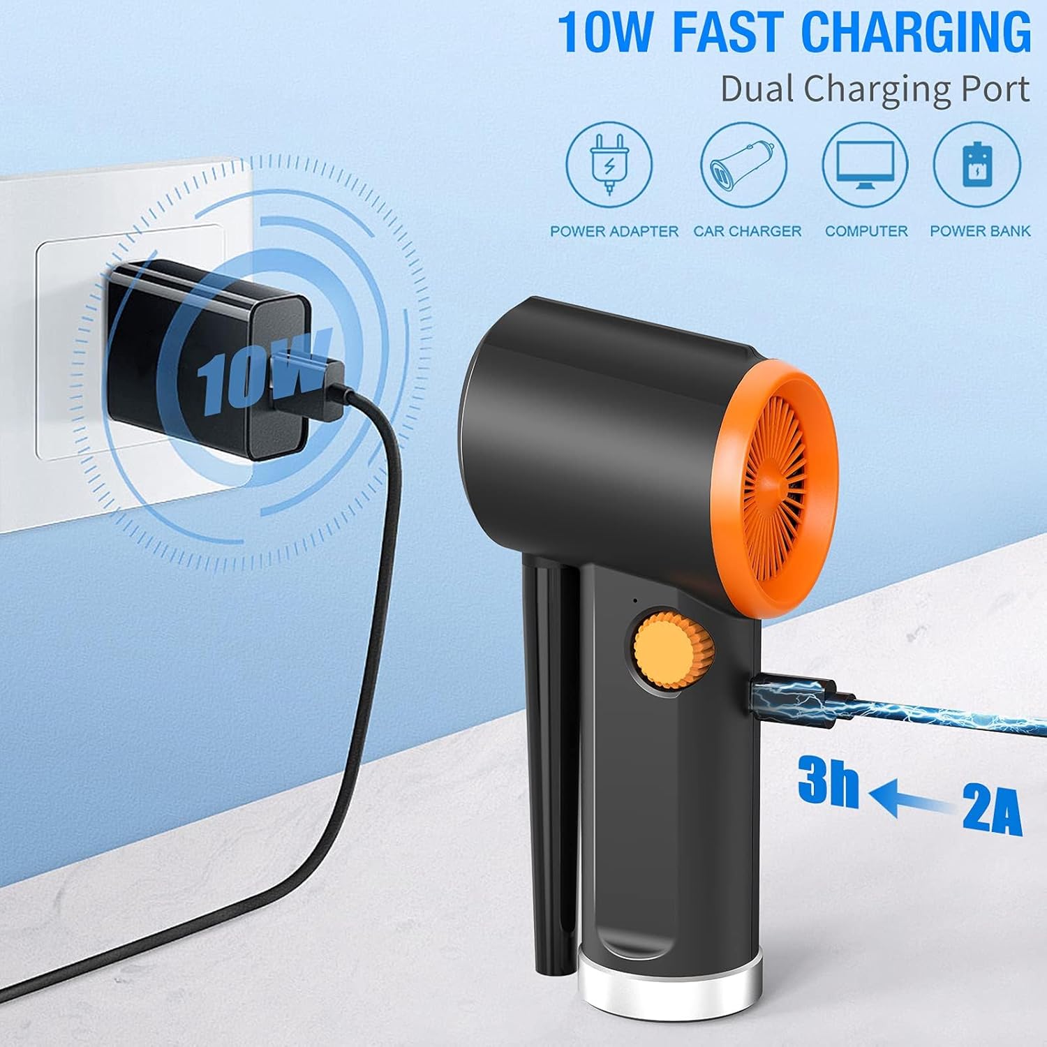 Koonie Cordless Air Duster DC 5V 2A All-Purpose, 2 Pack