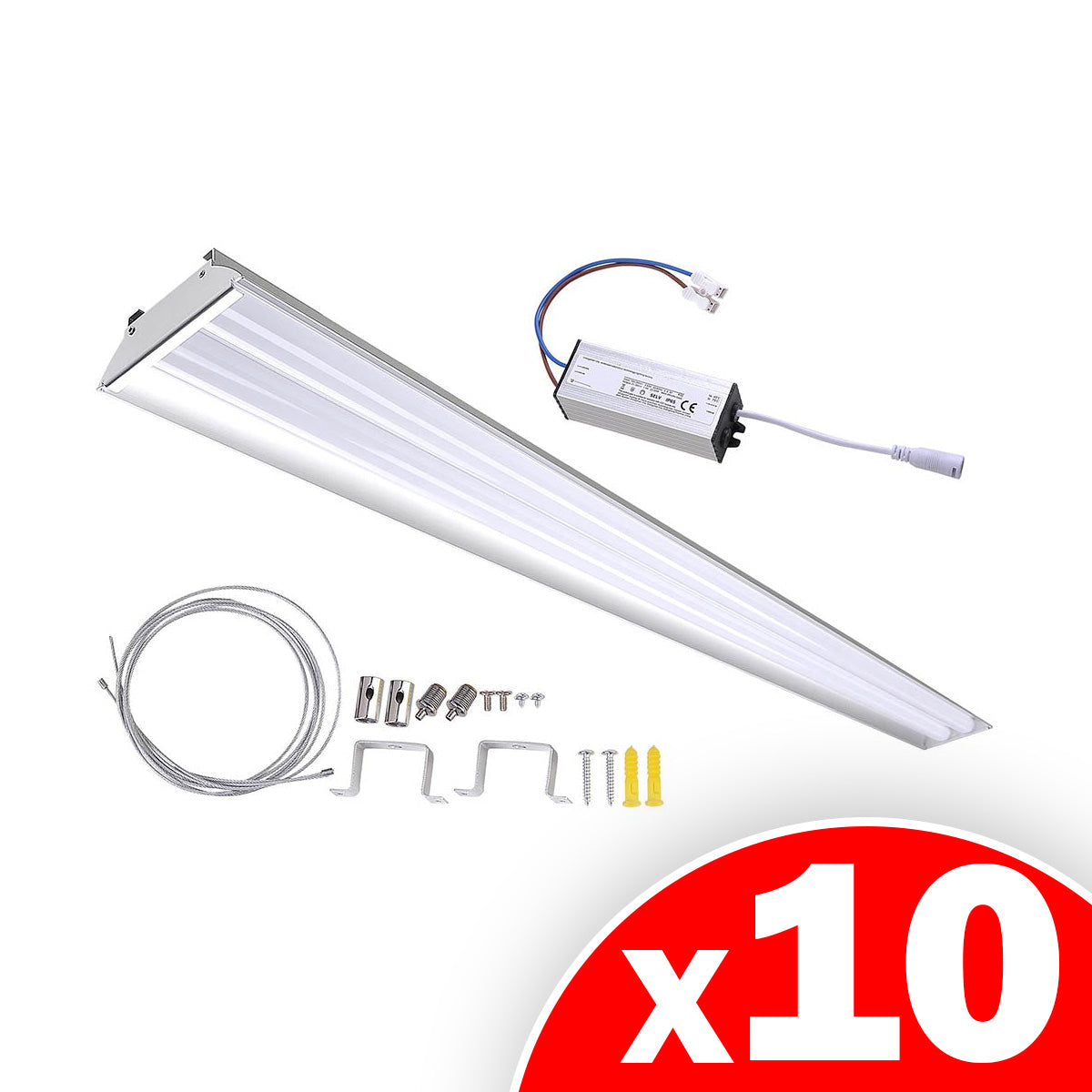 Yescom 40w LED Shop Light Fixture 2-Lamp 4500LM White, 10 Pack