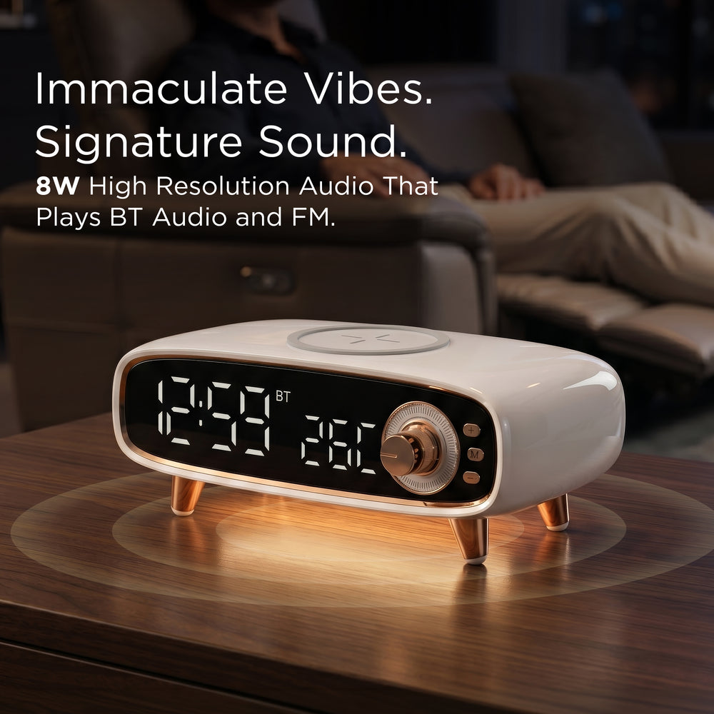 Sarina Wireless Charging Alarm Clock with Speaker