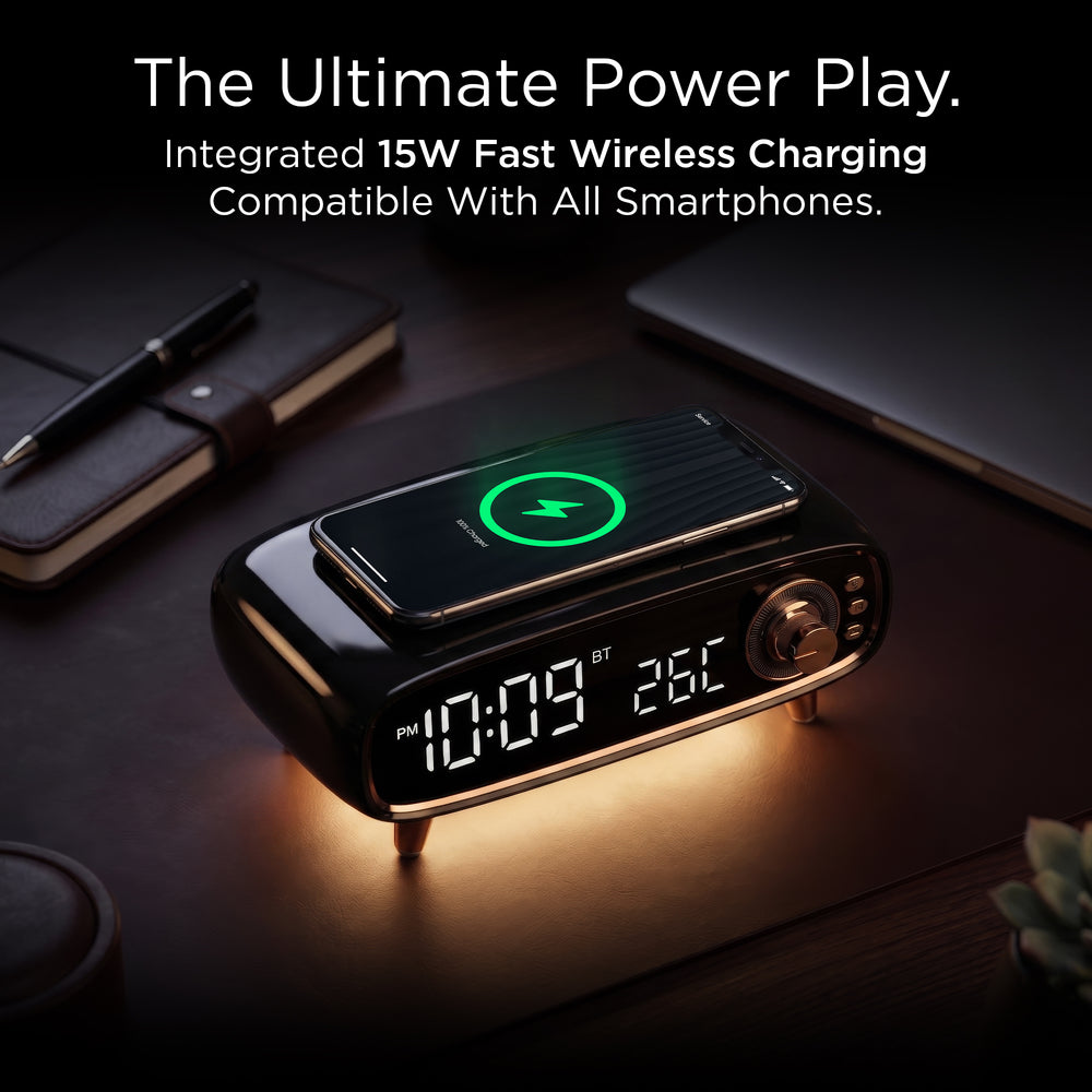Sarina Wireless Charging Alarm Clock with Speaker