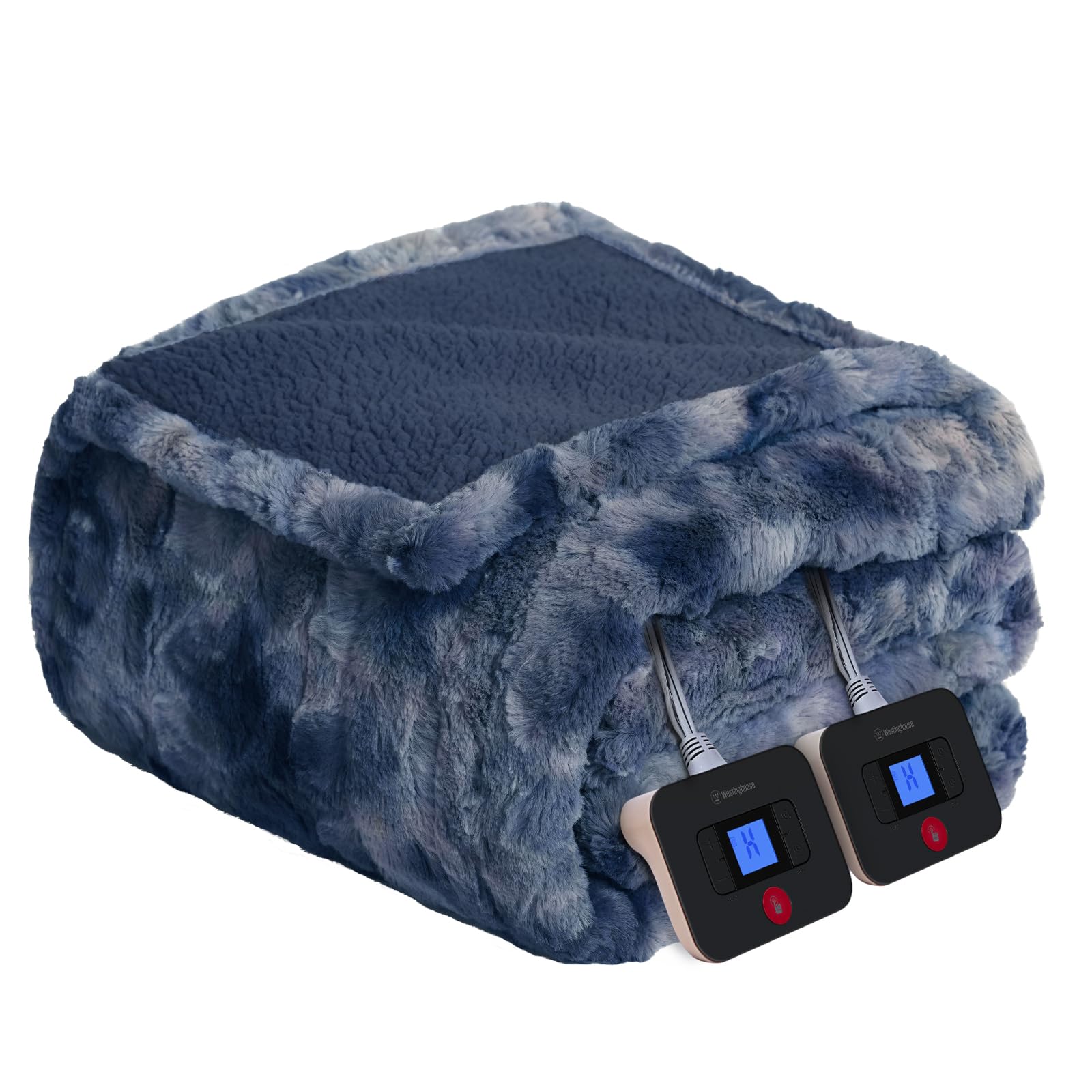 Westinghouse Heated Electric Blanket Faux Fur with 10 Levels, 1-12H Auto-Off, Machine Washable, Overheat Protection, ETL Certified, Cozy Warmth for Home, Queen, 84" x 90"
