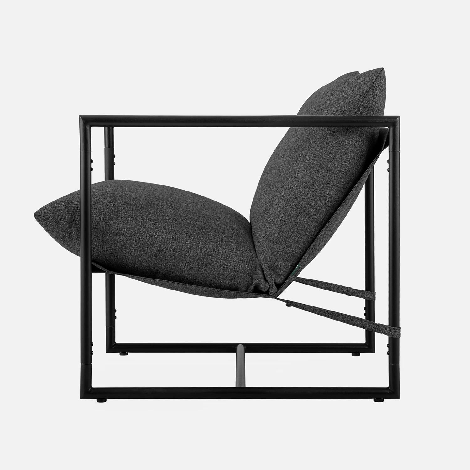 Zinus Aidan Sling Accent Chair, Metal Framed Armchair with Shredded Foam Cushioning, Dark Grey