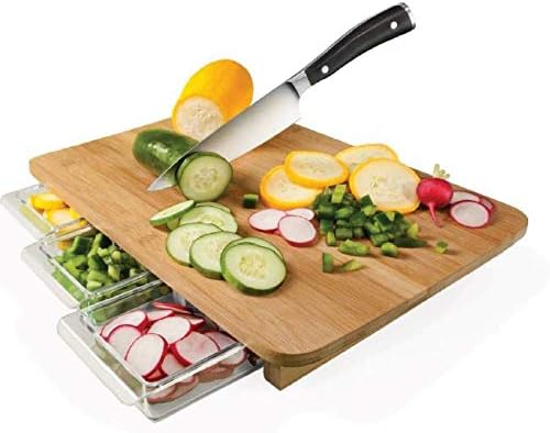 Quirky Kitchen Mocubo Bamboo Chopping Board with Prep Storage