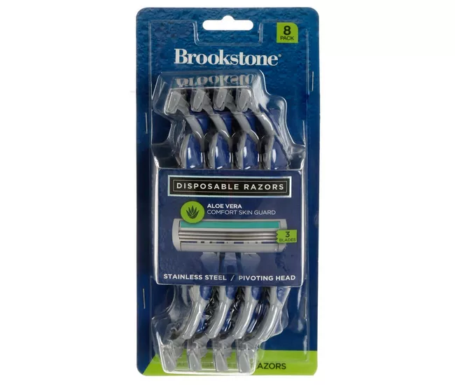 Brookstone 3 Blade Aloe Infused Disposable Razors, 8 Pack