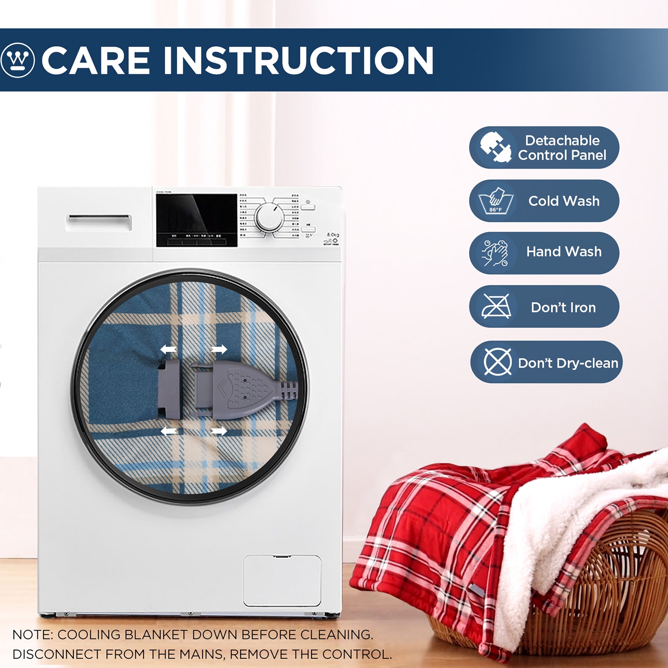 Kata Westinghouse Electric Blanket Heated, Plaid & Sherpa Heating Blanket, 10 Heating Levels & 1-12Hours Heating Time Settings, Queen 84" x 90"