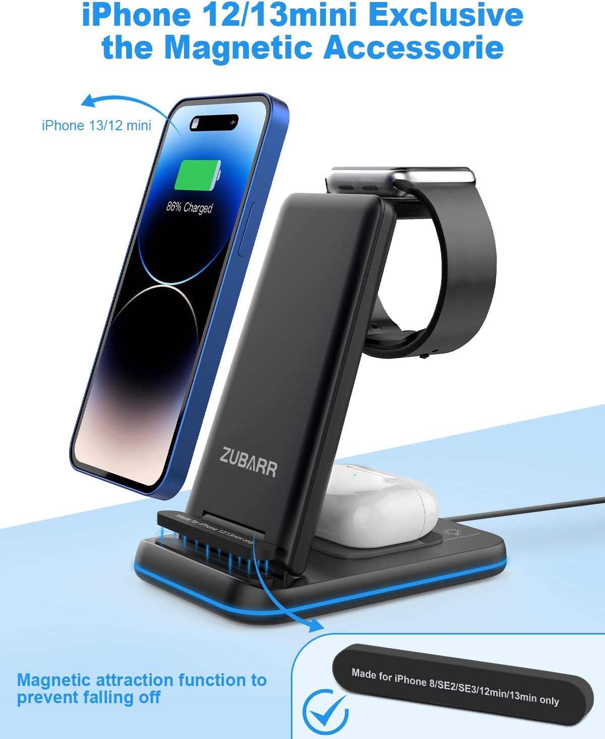 Foldable Wireless Charger for Multiple Devices 3 in 1 Wireless Charging Station for Travel, Compatible with iPhone 17 16e 16 15 14 13 12 11, Charging Pad for iWatch Series & Airpods 4 3 2 Pro, 2 Pack