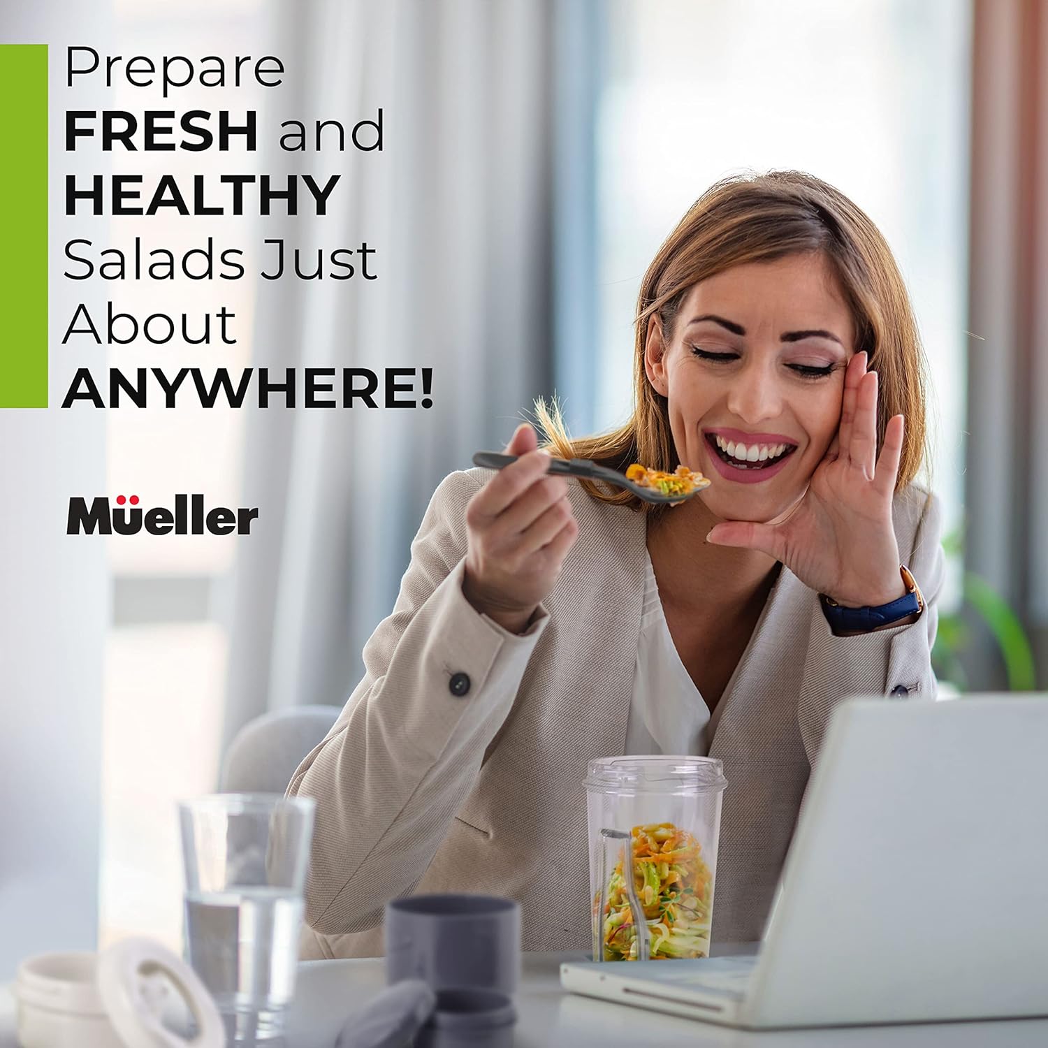 Mueller Spiralizer for Veggies & Salad Container for Lunch, 2 Pack