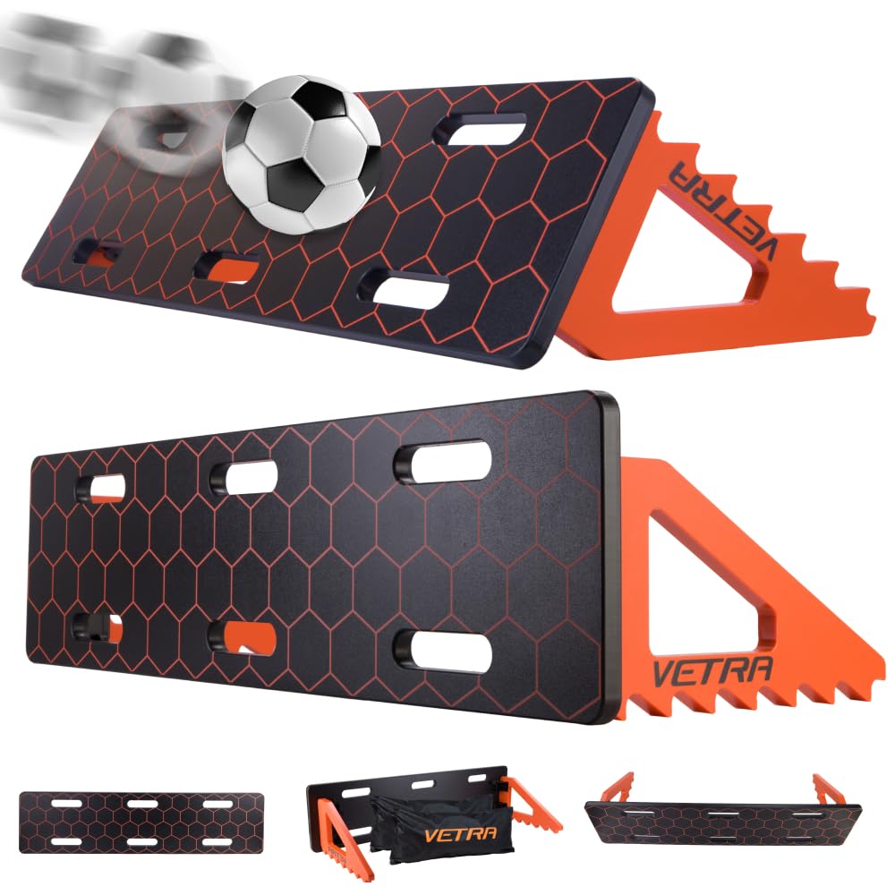 VETRA Soccer Training Equipment - Soccer Rebounder Board with 2 Sandbags - Adjustable Durable Portable Wall & Replay Trainer for Ball Control, Passing & Shooting Rebounders - Use for solo soccer training & ball control