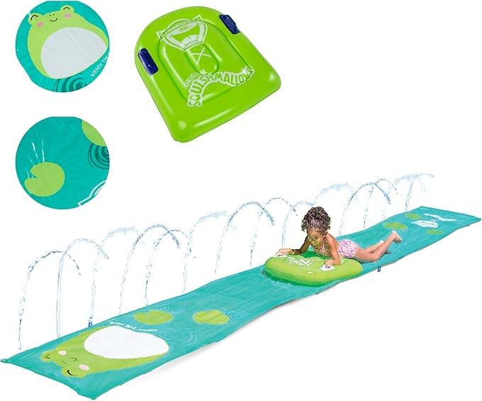 BigMouth x Squishmallows Wendy the Frog Lawn Water Slide, Includes Surf Glider, Outdoor Splash Toy for Backyard Lawn or Park - 18 Feet