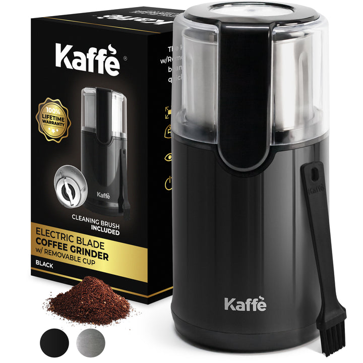 Kaffe Coffee Making Bundle- Includes Grinder, French Press, Measuring Spoon, Airtight Coffee Cannister, Set of 2 Cappuccino Cups