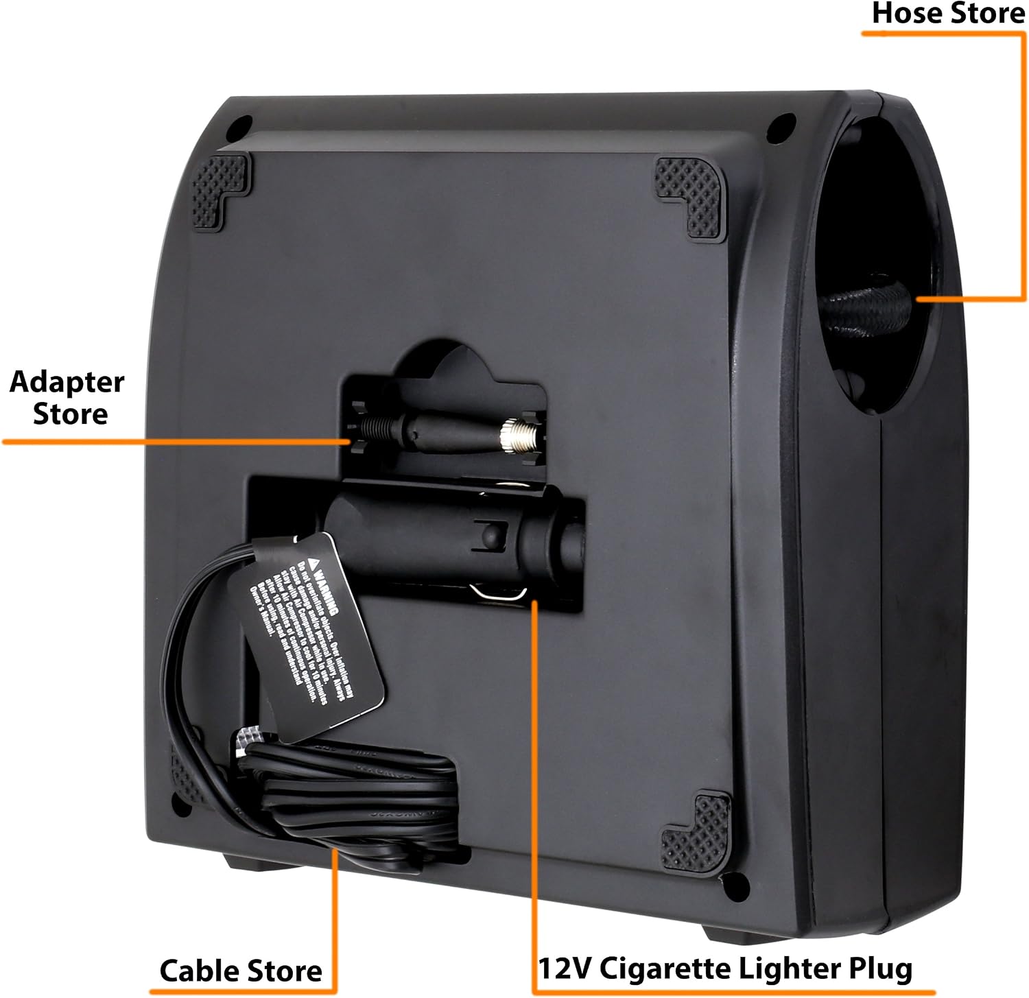 EPAuto 12V DC Portable Digital Tire Inflator & Air Compressor, 120 Watts, Black