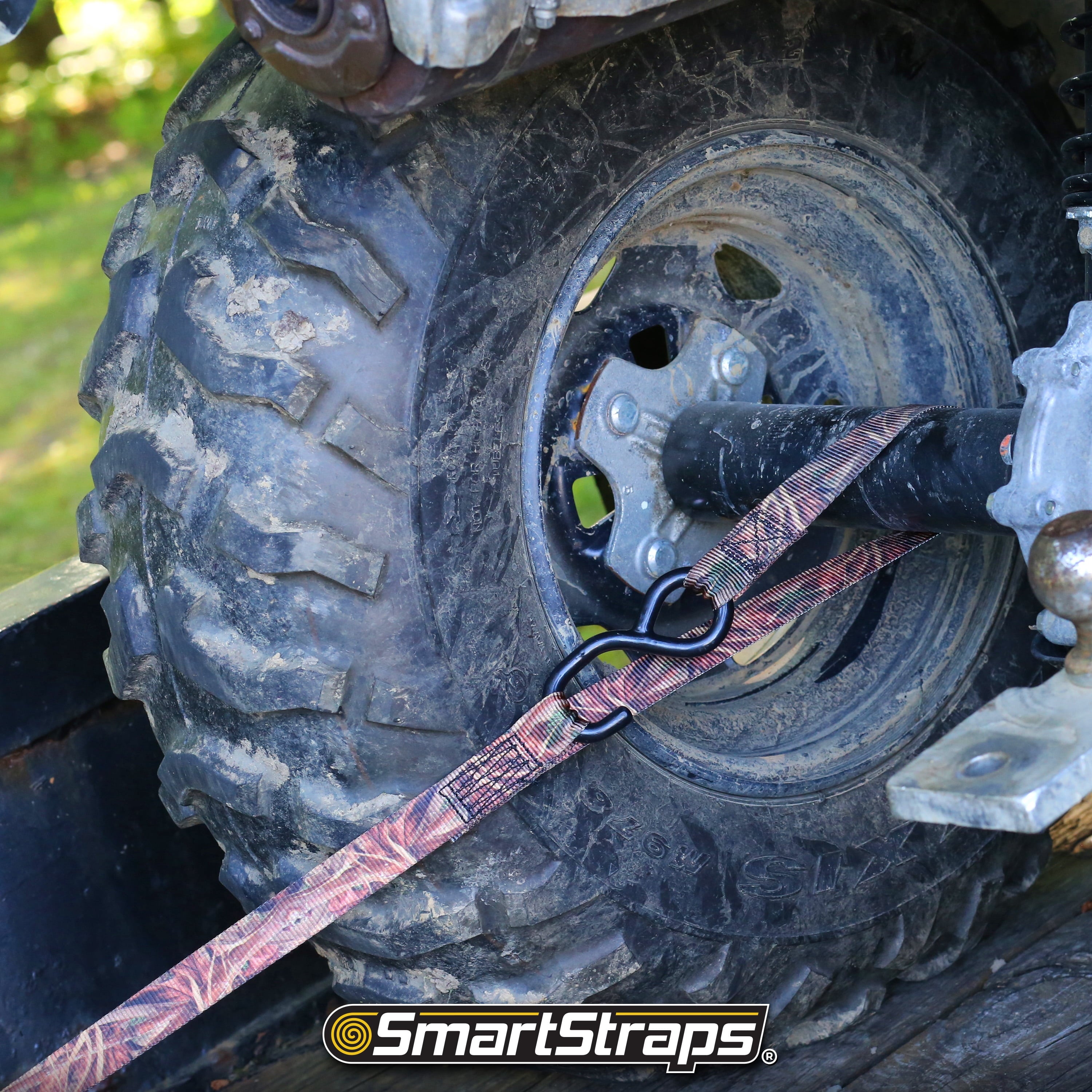 SmartStraps RatchetX Standard Duty Ratchet Tie Down Straps, 1" x 14 ft, 500 lb Safe Work Load, 1,500 lb Break Strength, Padded Handle, Camo, 4-Pack