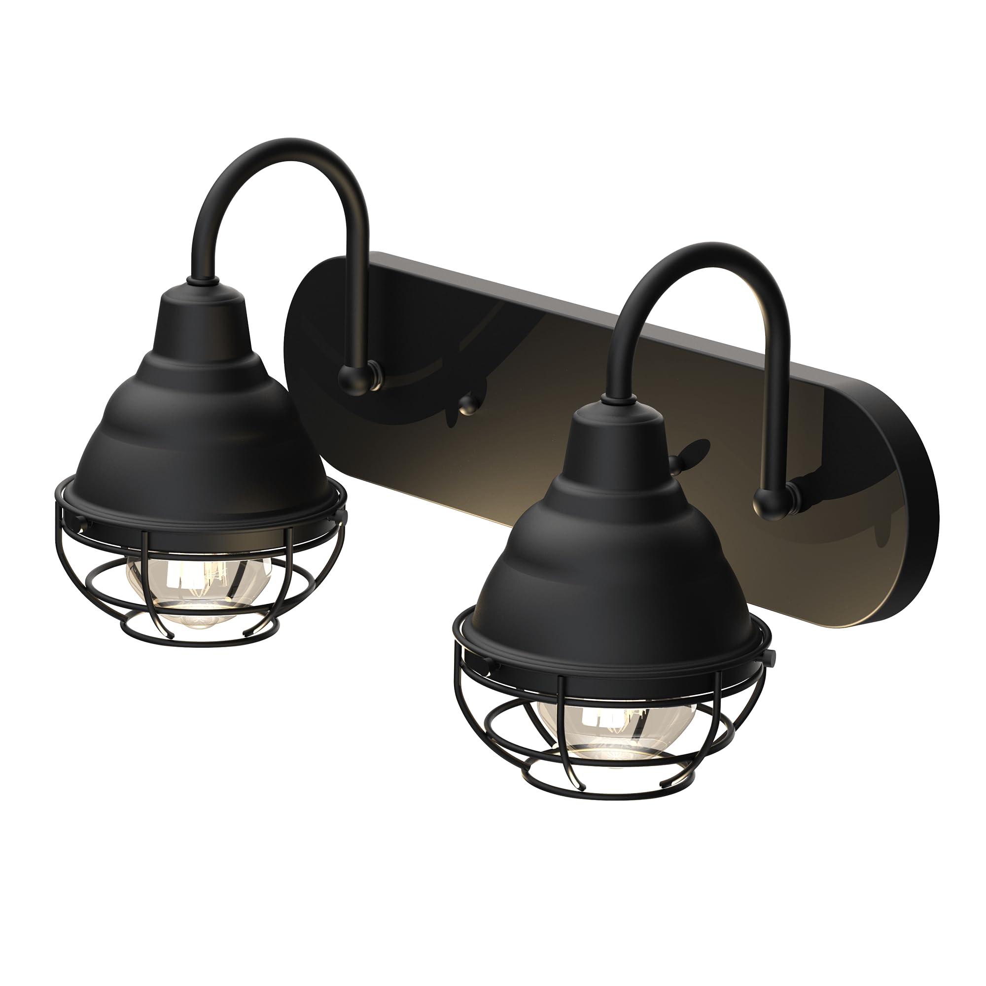 KODA Webster 18-in 2 Light Matte Black Industrial Bathroom Vanity Light