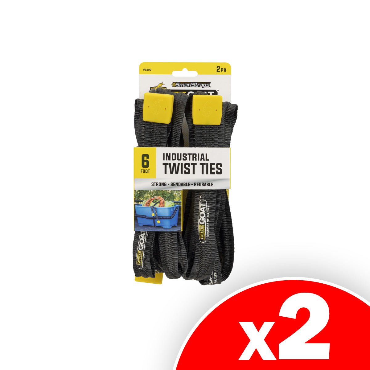 SmartStraps Twisted Goat Industrial Ties, 6 ft, Reusable, Bendable Steel, Yellow