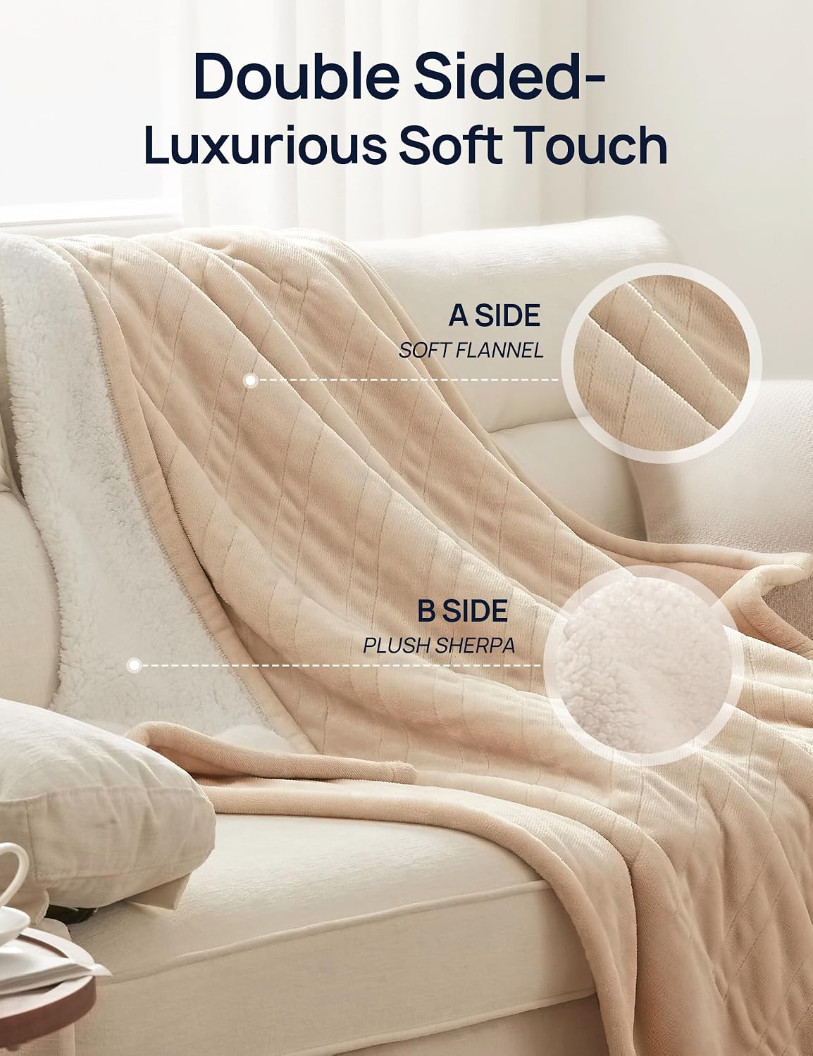 Westinghouse Electric Throw Blanket with Foot Pocket for Adults 50x62 | Soft Flannel to Sherpa Heated Throw with 6 Heating Levels & 2-10 Hours Time Settings, Fast Heating & Machine Washable