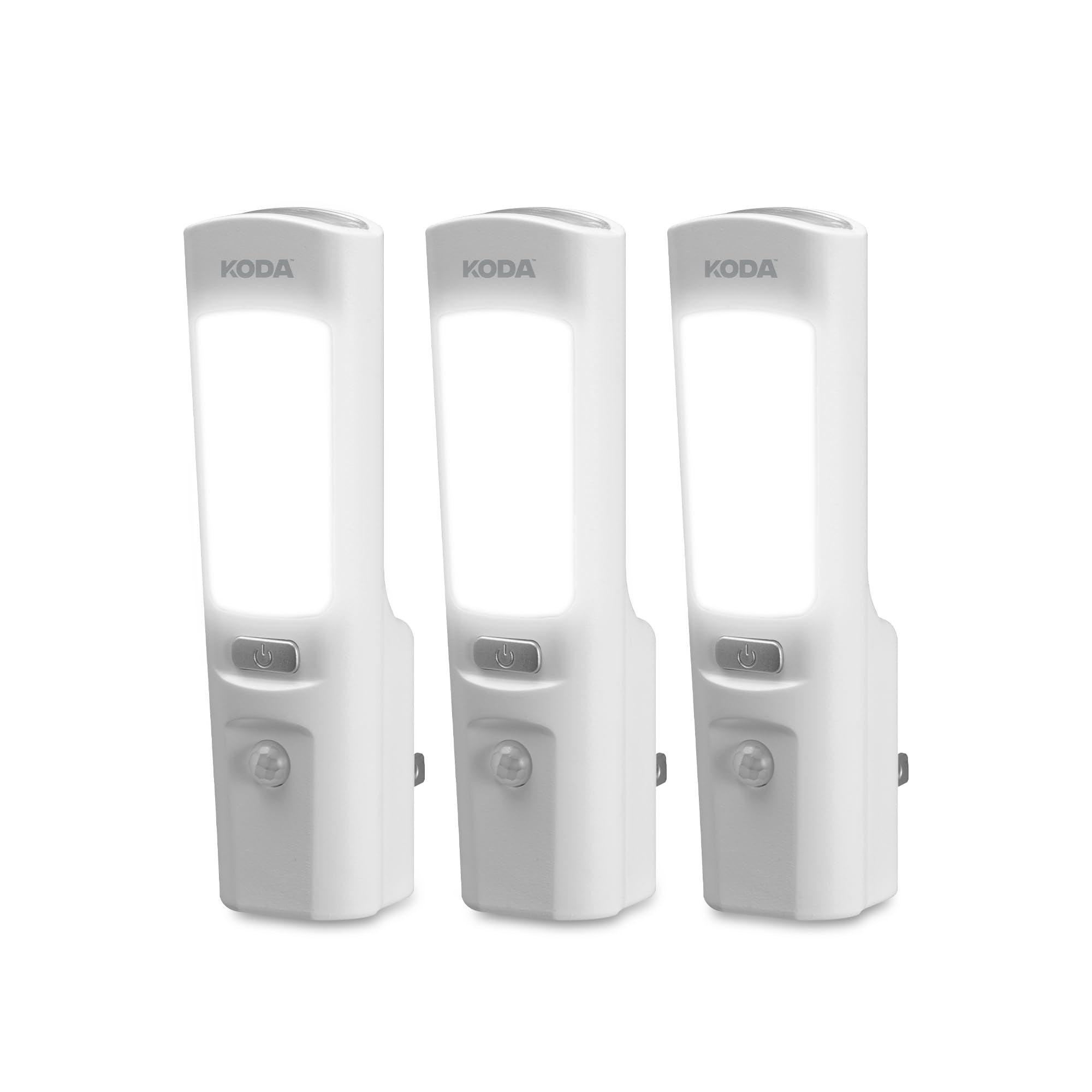 Koda 5.4 in. 1-Light Motion Activated Rechargeable Plug-in Integrated LED Flashlight Night Light 4000K White (3-Pack)