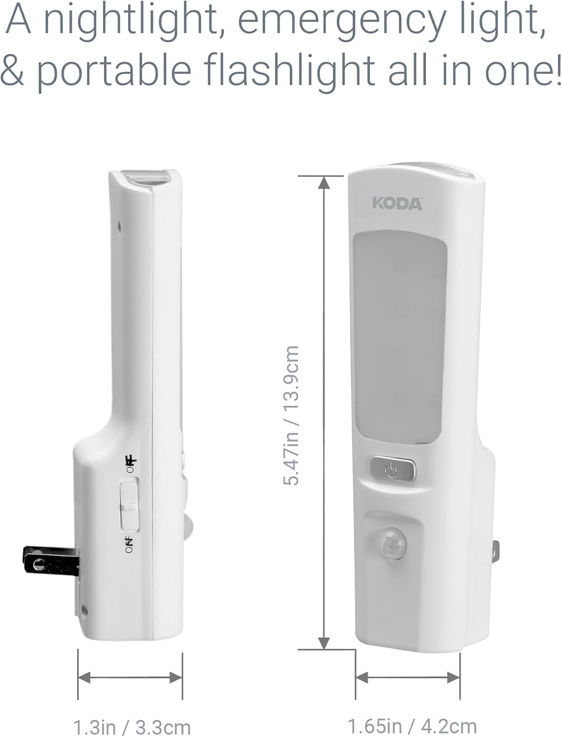Koda 5.4 in. 1-Light Motion Activated Rechargeable Plug-in Integrated LED Flashlight Night Light 4000K White (3-Pack)