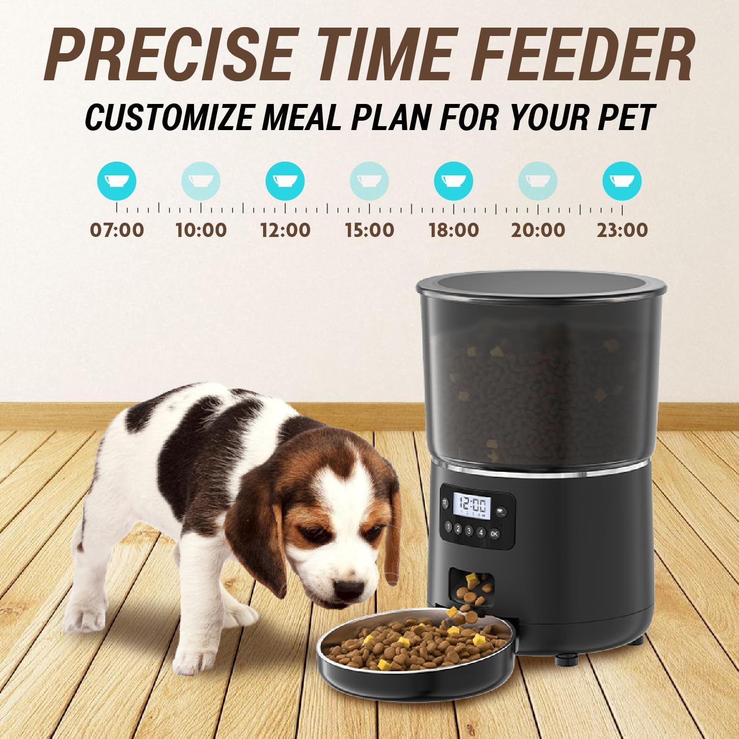 Tri-Great USA Dog Feeder Automatic Timed Food Dispenser for Dog Pet | Patented Anti-Cockroach Design Easy Clean