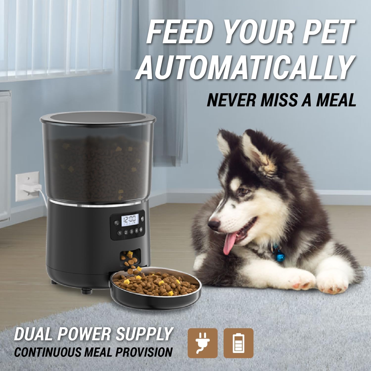 Tri-Great USA Dog Feeder Automatic Timed Food Dispenser for Dog Pet | Patented Anti-Cockroach Design Easy Clean