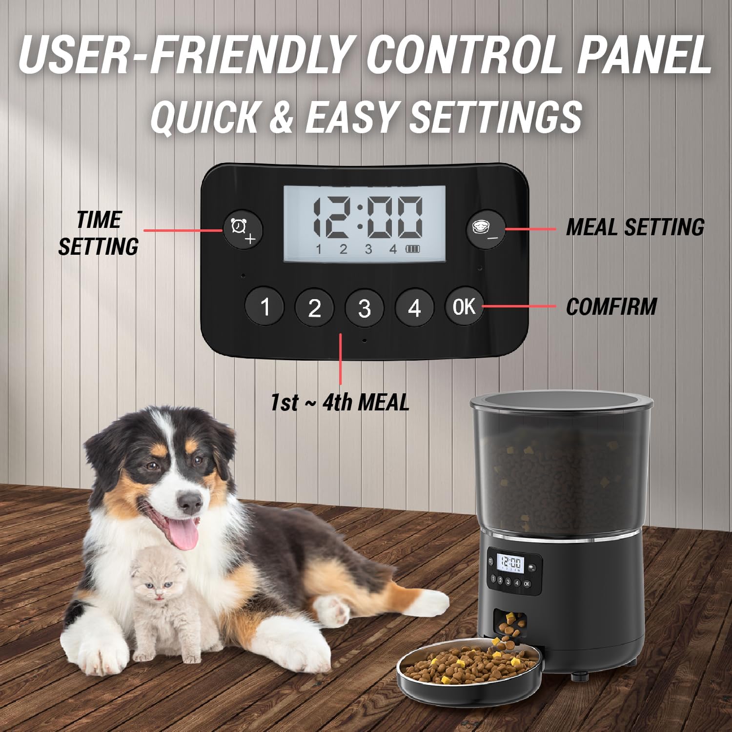 Tri-Great USA Dog Feeder Automatic Timed Food Dispenser for Dog Pet | Patented Anti-Cockroach Design Easy Clean