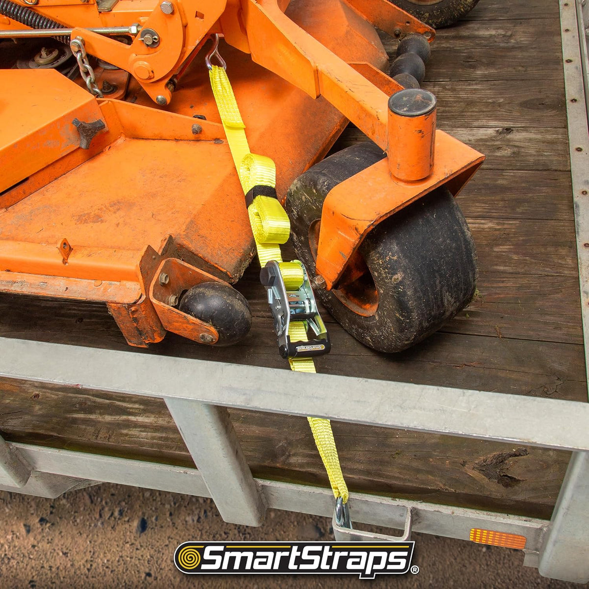 SmartStraps 14 Ratchet Straps, 2 Pack 5,000lbs Break Strength, 1,667lbs Safe Work Load Commercial Tie Down Straps for Heavy Duty Cargo, Haul Equipment and Vehicles 5000lbs - 2 Pack Yellow