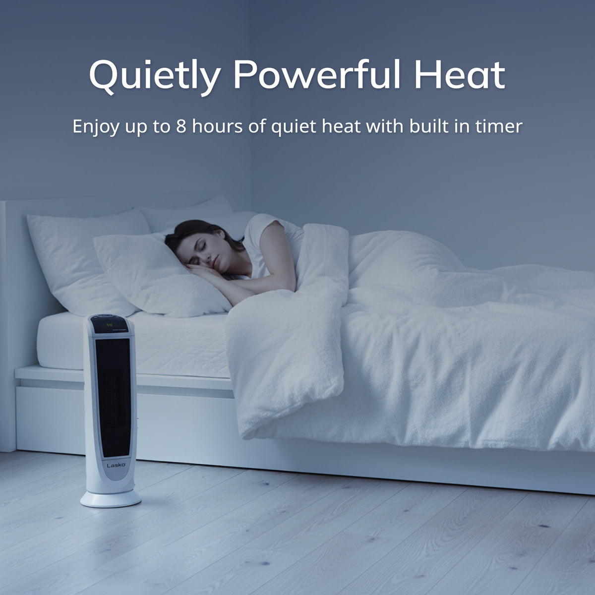 Lasko 23" 1500W Electric Digital Ceramic Tower Space Heater with Remote, White, 5165