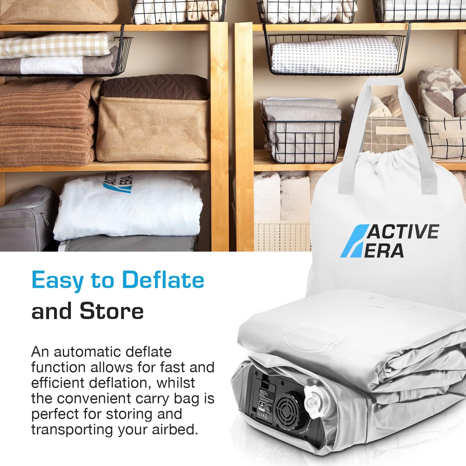 Active Era 21" Twin Air Mattress with Built-in Pump & Raised Pillow - Heavy Duty Puncture Resistant, Waterproof Blow Up Bed Twin Luxury (Slightly damaged Packaging)