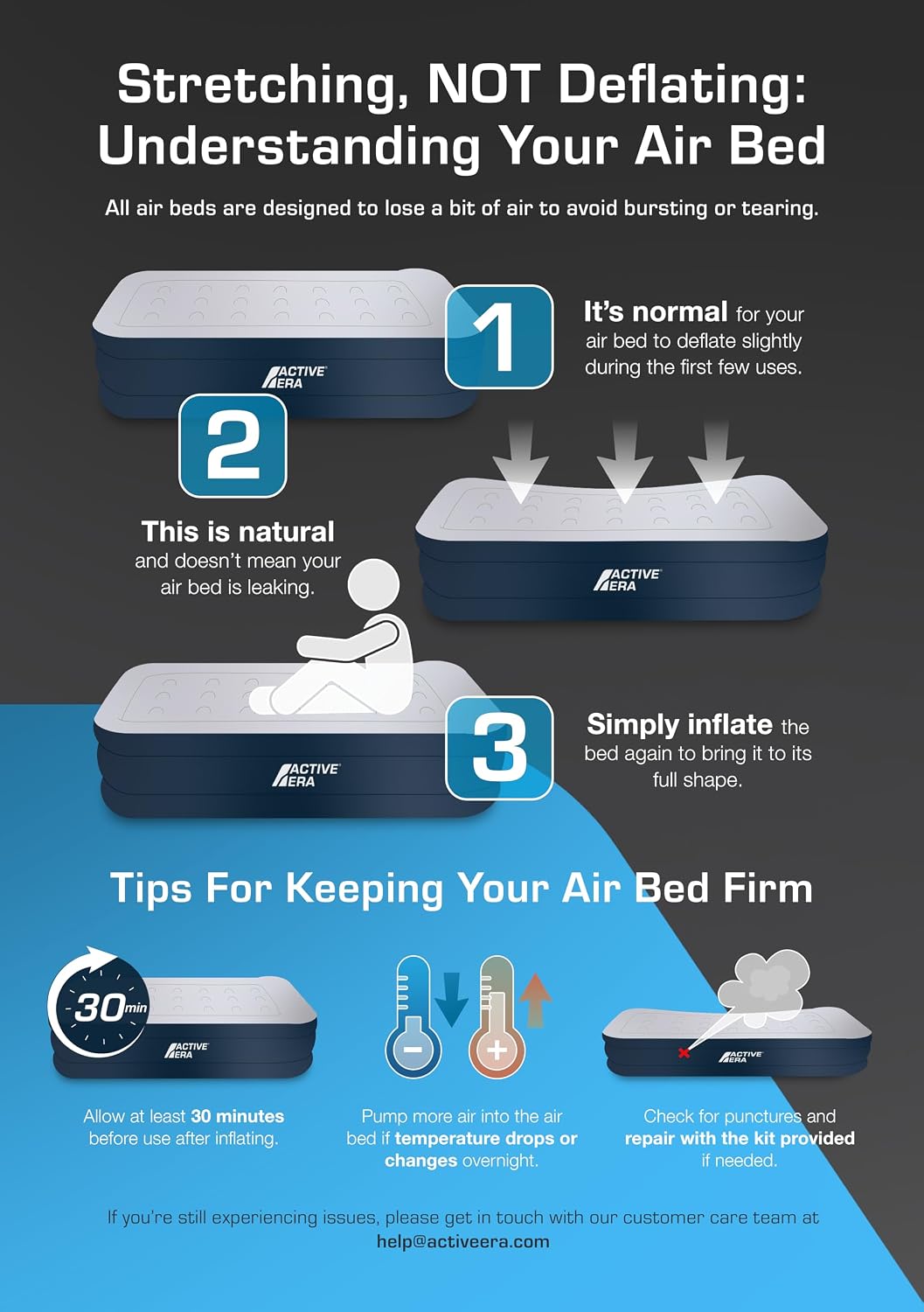 Active Era Premium 13" Queen Air Mattress with Built-in Electric Pump & Travel Bag