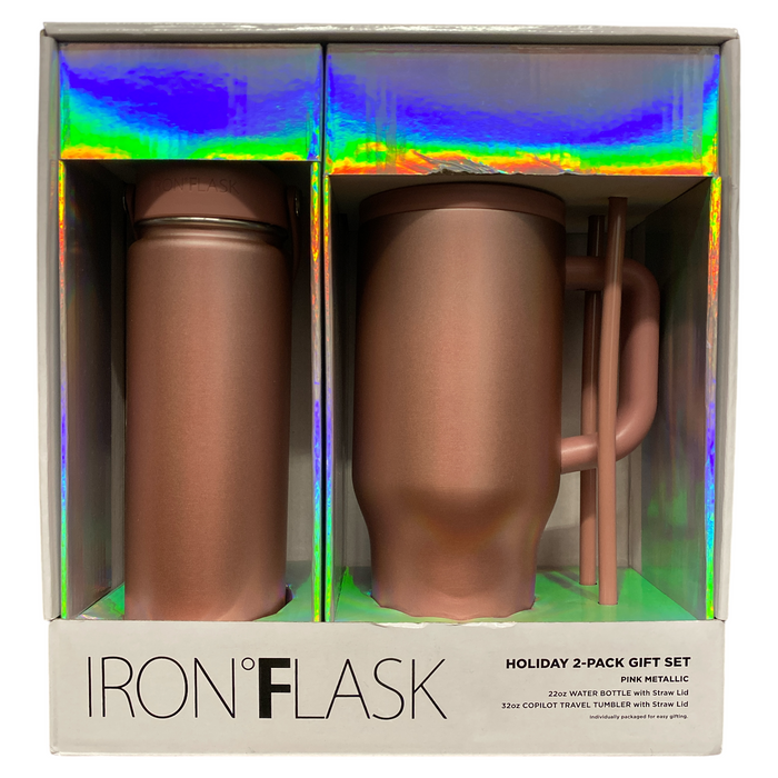 Iron Flask Holiday 2-Pack Gift Set, 22oz. Water Bottle & 32oz. Copilot Tumbler