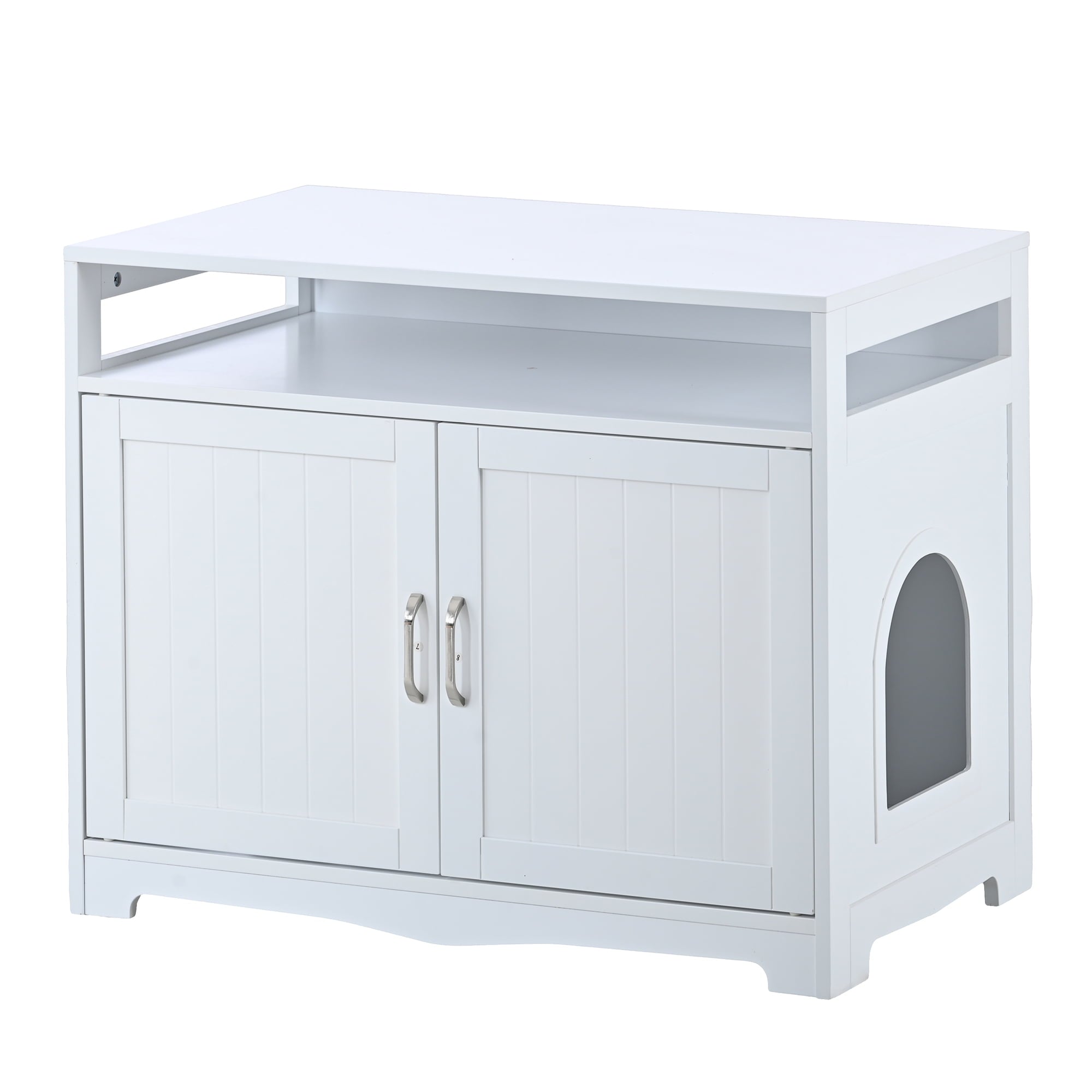 Cat Litter Box Enclosure with Hidden Plug and 2 Doors