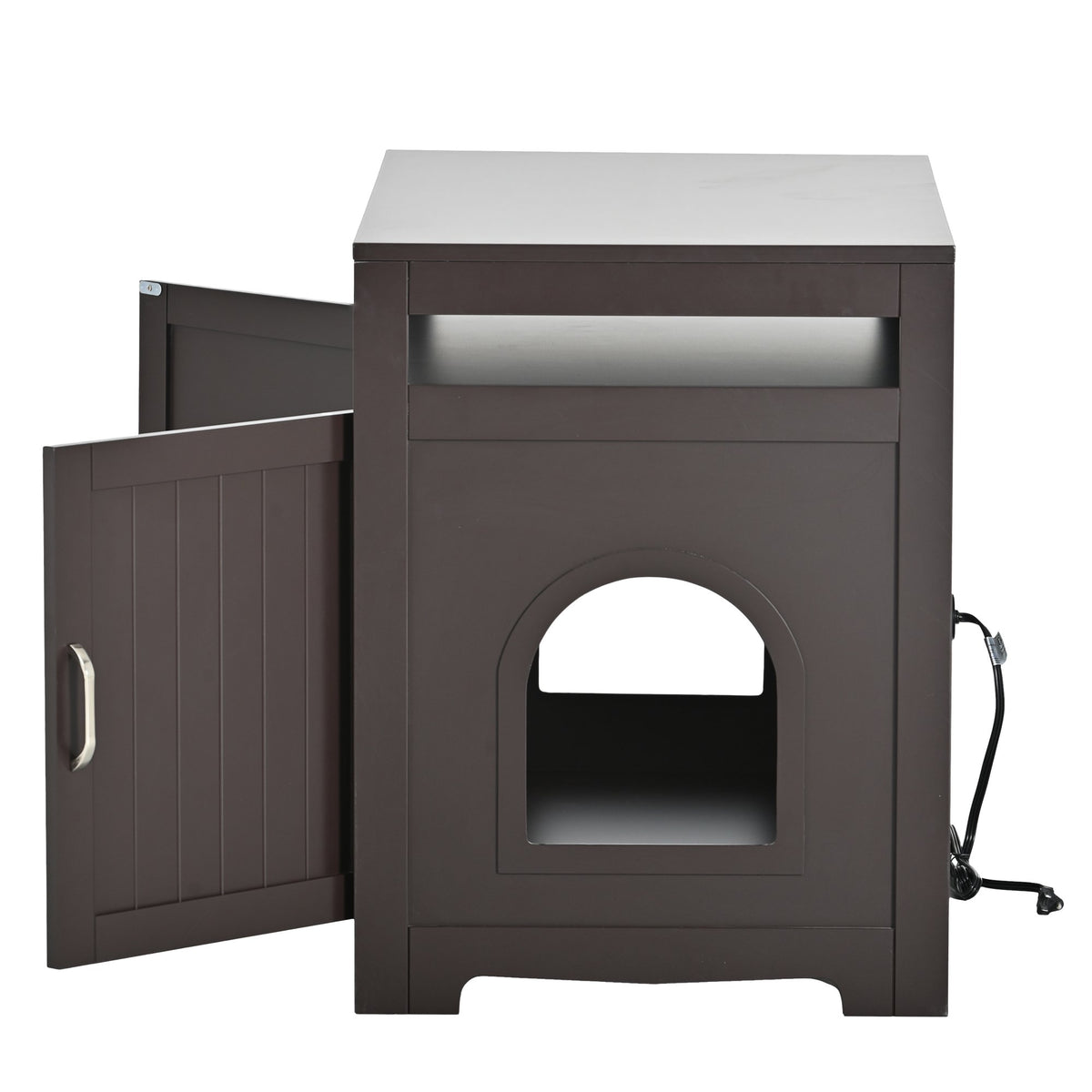 Cat Litter Box Enclosure with Hidden Plug and 2 Doors