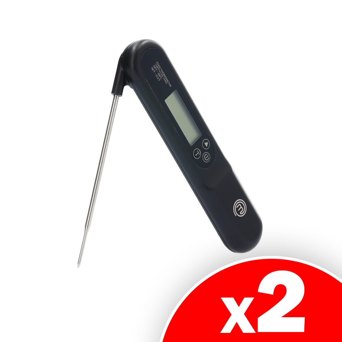 MasterChef Portable Digital Meat Thermometer with Instant Read LED Display (F & C), Foldable