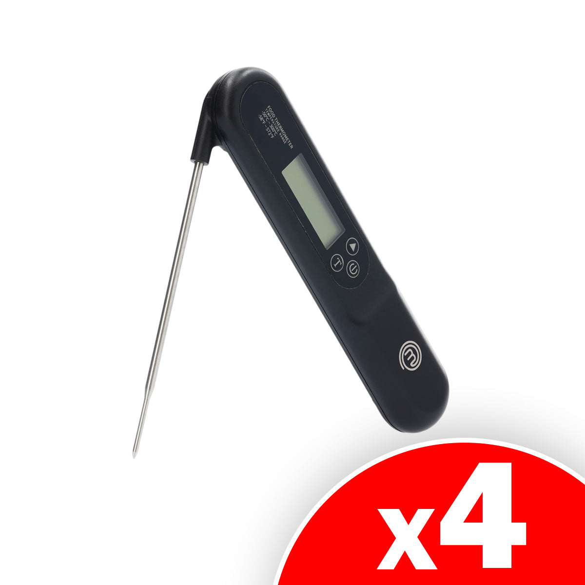 MasterChef Portable Digital Meat Thermometer with Instant Read LED Display (F & C), Foldable