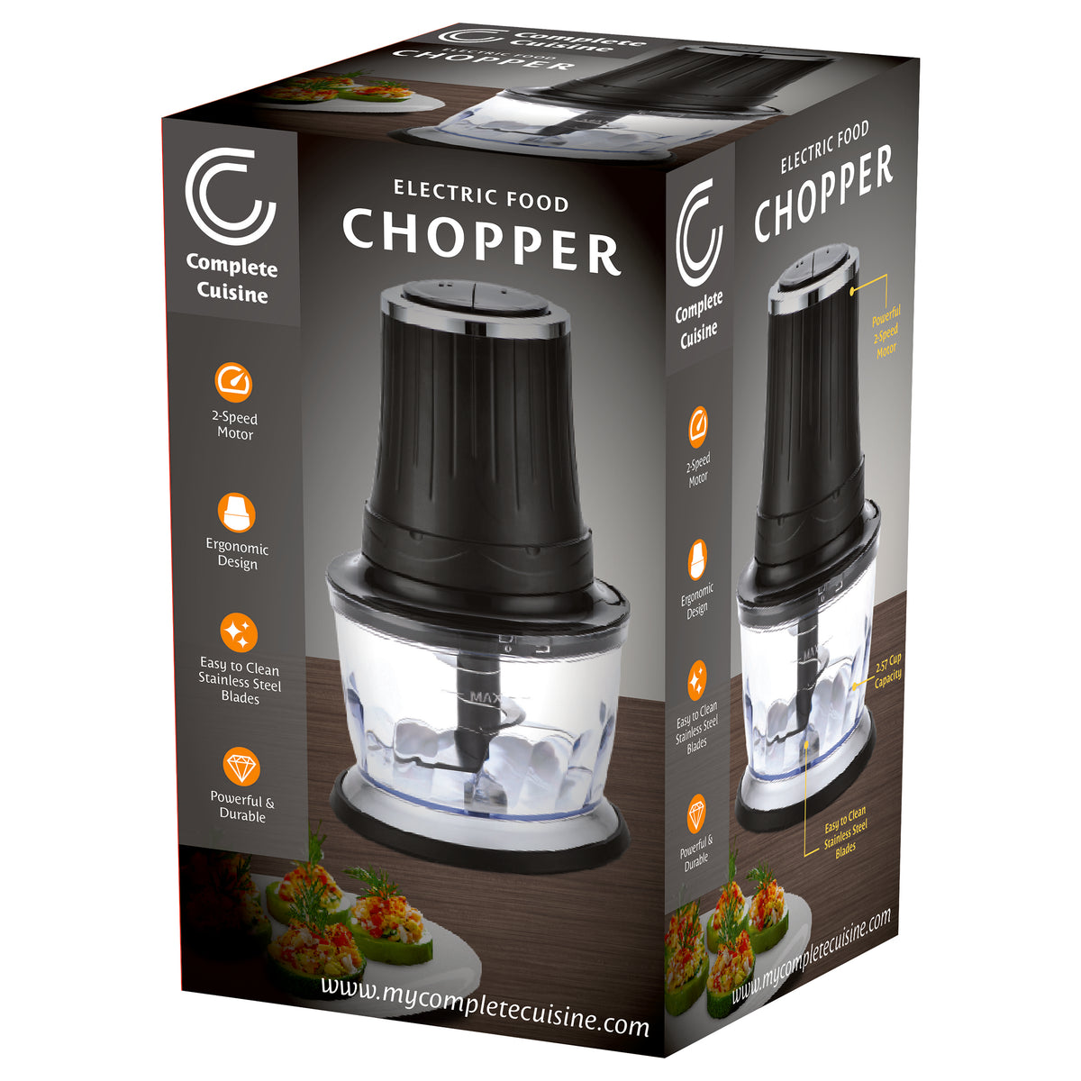 Complete Cuisine 2.57 Cup Electric Food Processer & Chopper, Black