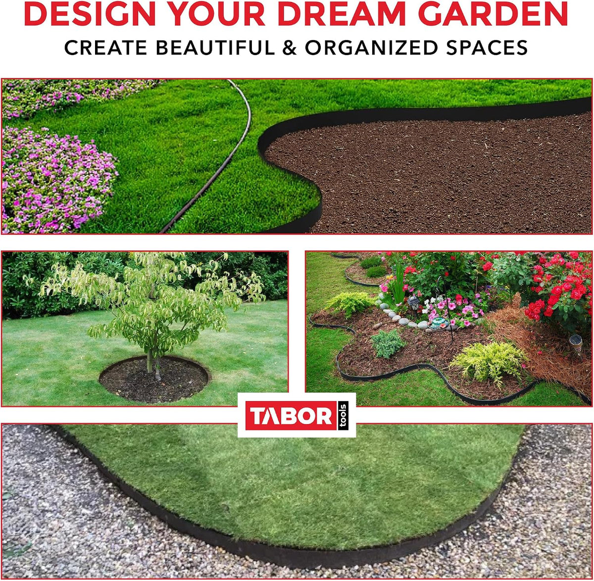 TABOR TOOLS 60 Ft Terrace Board, 5 Inch High, 0.1" Inch Thickness, Landscape Edging Coil, Grass Barrier, Bender Board, Garden Liner, (Black)