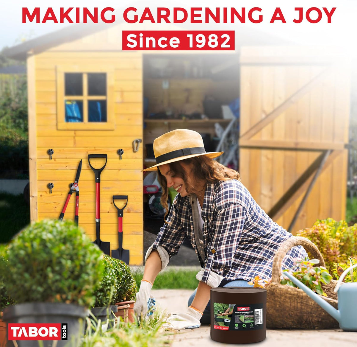 TABOR TOOLS Landscape Edging, 20 Ft Brown Coiled Bender Board, 5 Inch Tall HDPE Terrace Board, Flexible Plastic Garden Edging, Grass Barrier & Root Barrier for Lawn, Flower Beds & Under Fence,  Brown