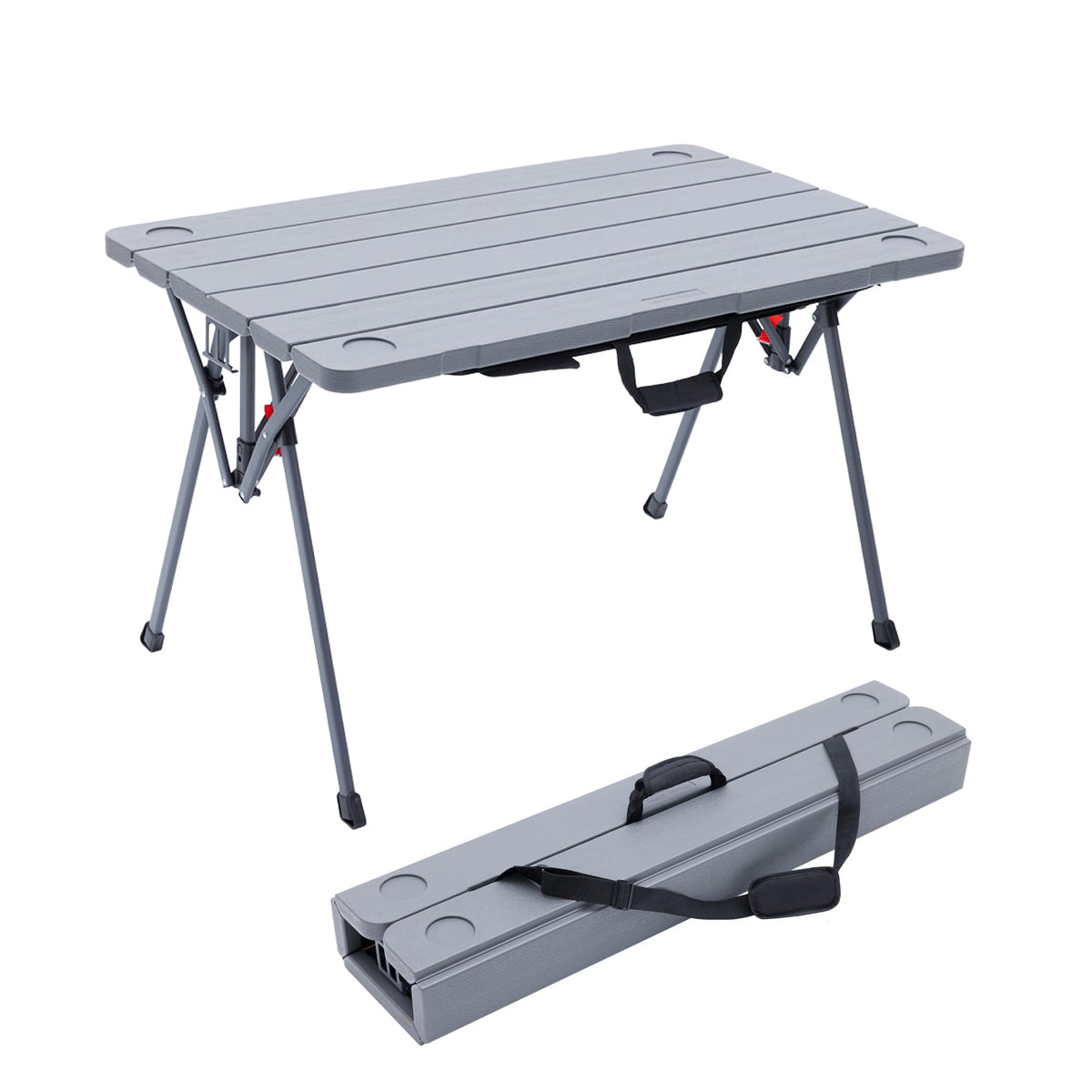 Camphor Designs Cococabana X Portable Folding Table with Adjustable Shoulder Strap for Camping, Tailgating, Picnic, RV - Roll Up Quick Setup, Compact Size, Heavy-Duty, Scratch & Stain Resistant